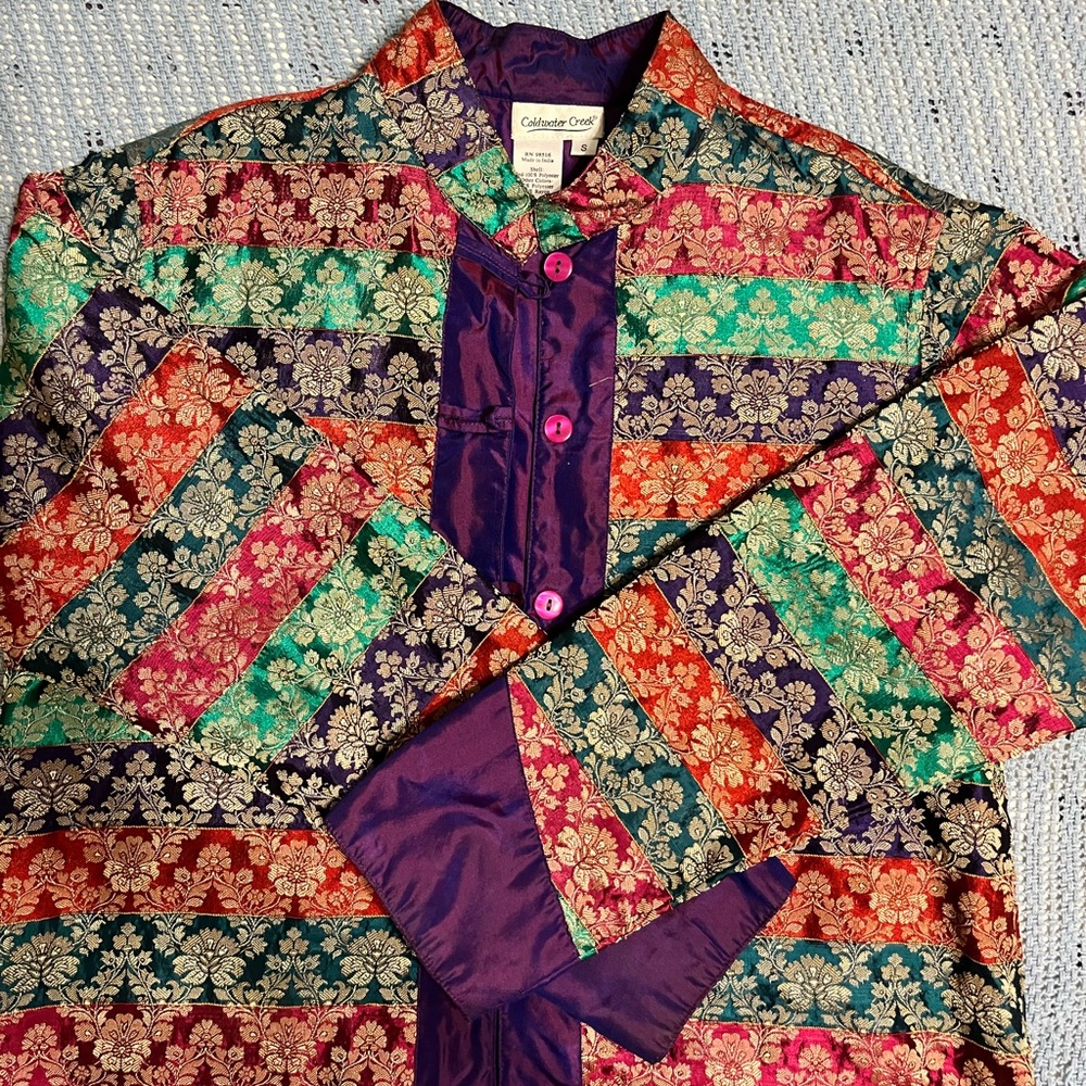 Silk multi-color jacket - rarely worn- vivid colors